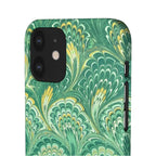 Marbled Feather Green Swirl - Single Layer Slim Phone Case