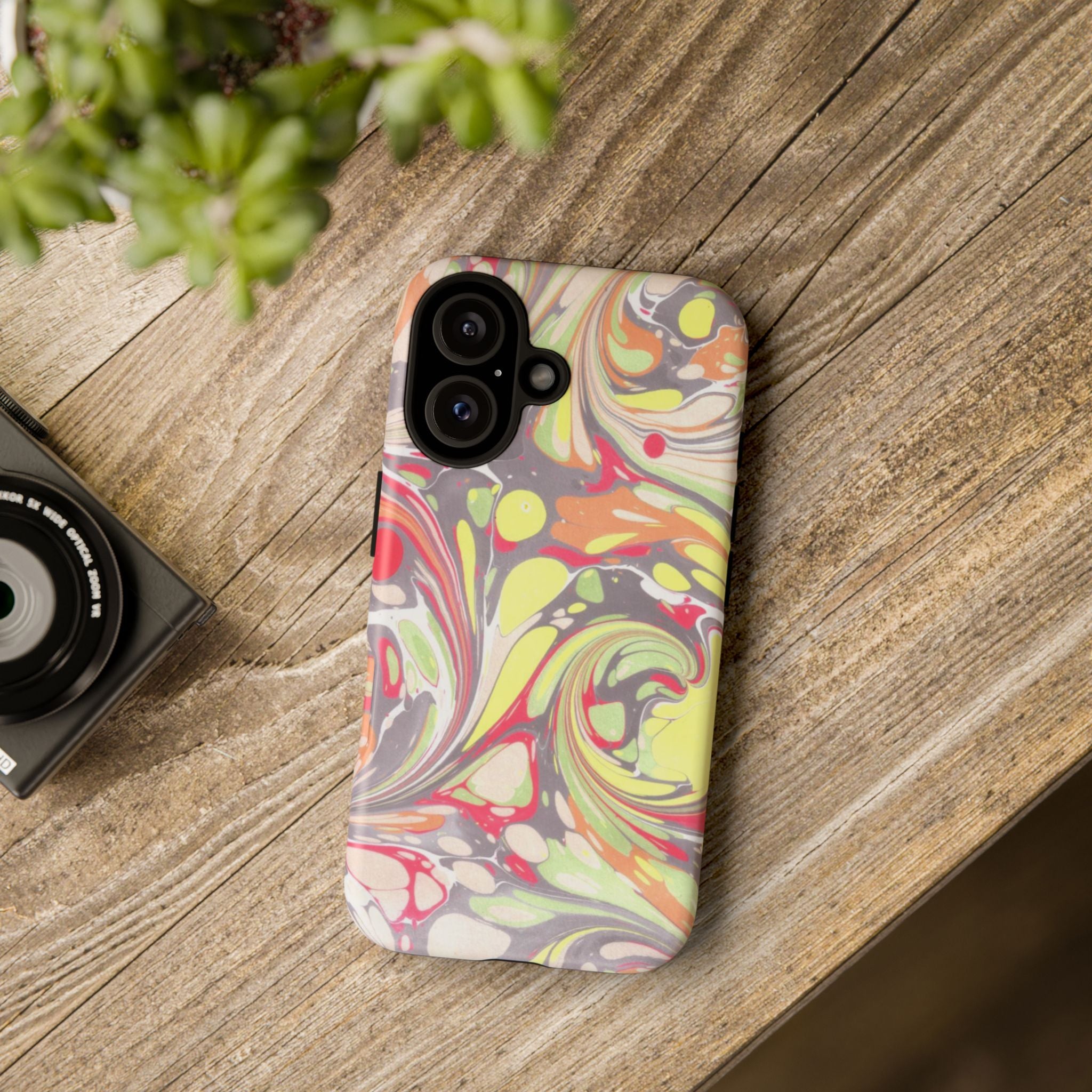 Yellow and Pink Swirl Marbled Italian Phone Case - Dual Layer - Matte or Glossy