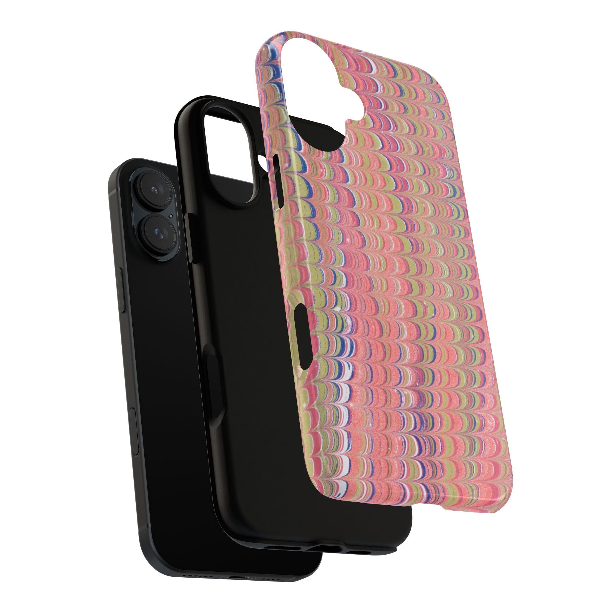 Pink Pastels Feather Marbled Vintage Design iPhone 16 + Samsung + Apple + Google - all models