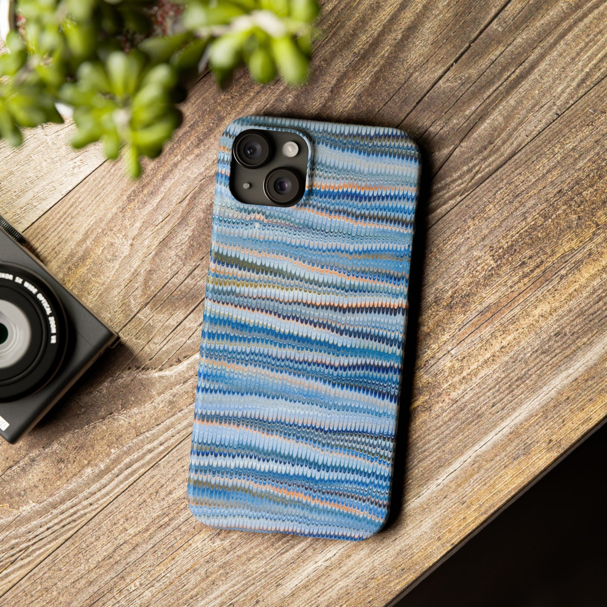 Blue Italian Hand-Painted and Vintage Marbled Inspired Paper Design, Italy Feather Phone Case, iPhone15 Case and all iPhone Case Sizes