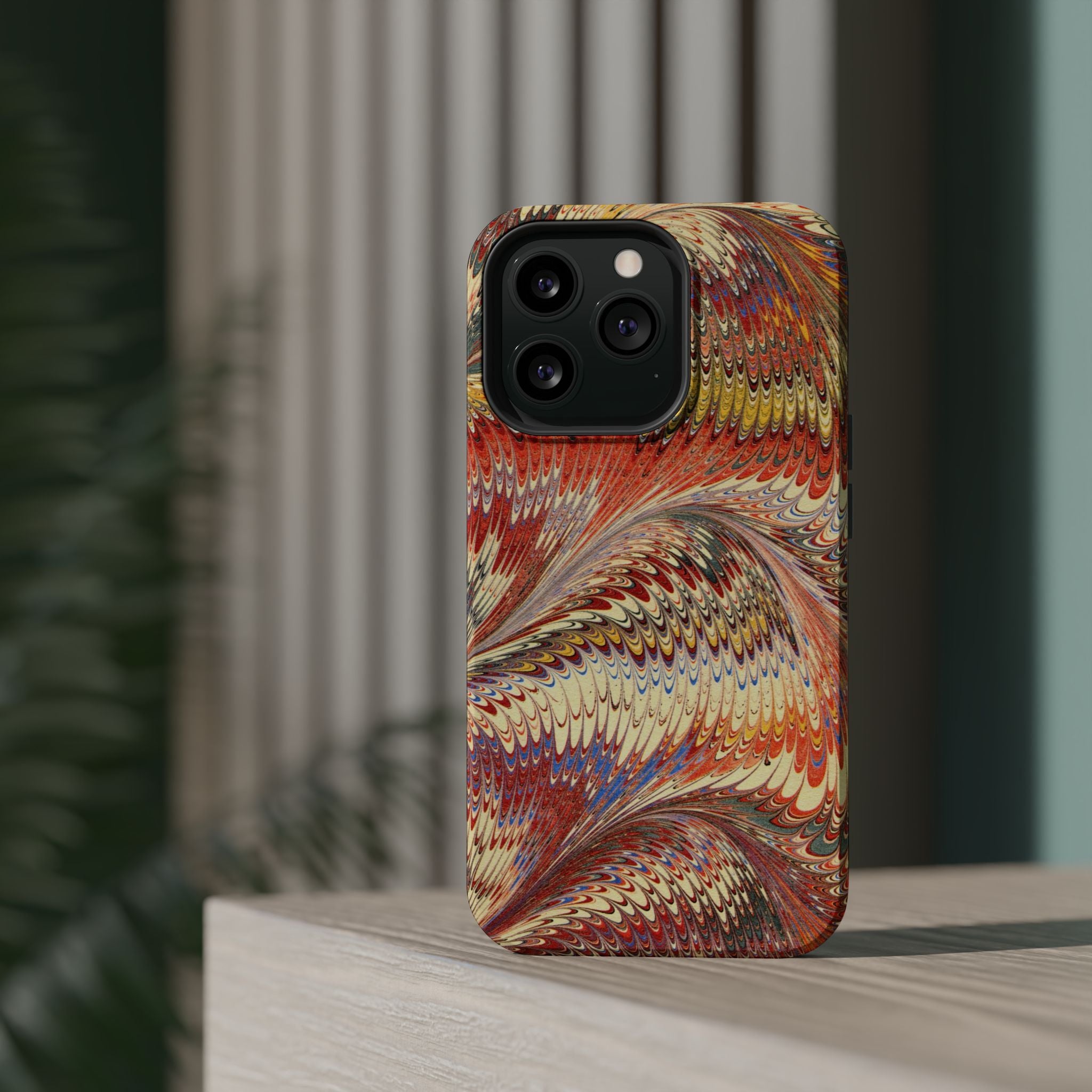 Rust + Gold Italian Marbled Design Magnetic MAG SAFE - Dual Layer Case - Glossy or Matte