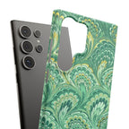 Marbled Feather Green Swirl - Single Layer Slim Phone Case
