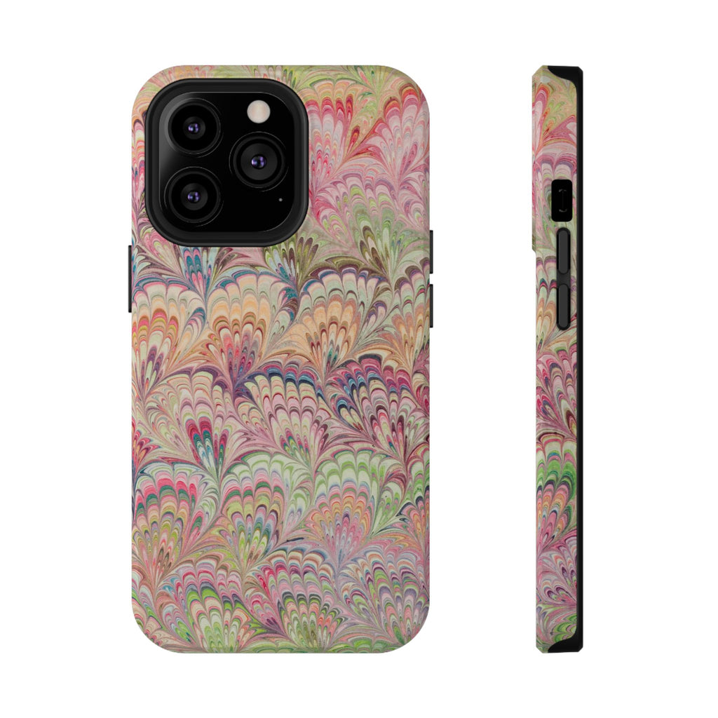 Marbled Pastel Pink and Green Impact-Resistant Phone Case for Apple + Samsung