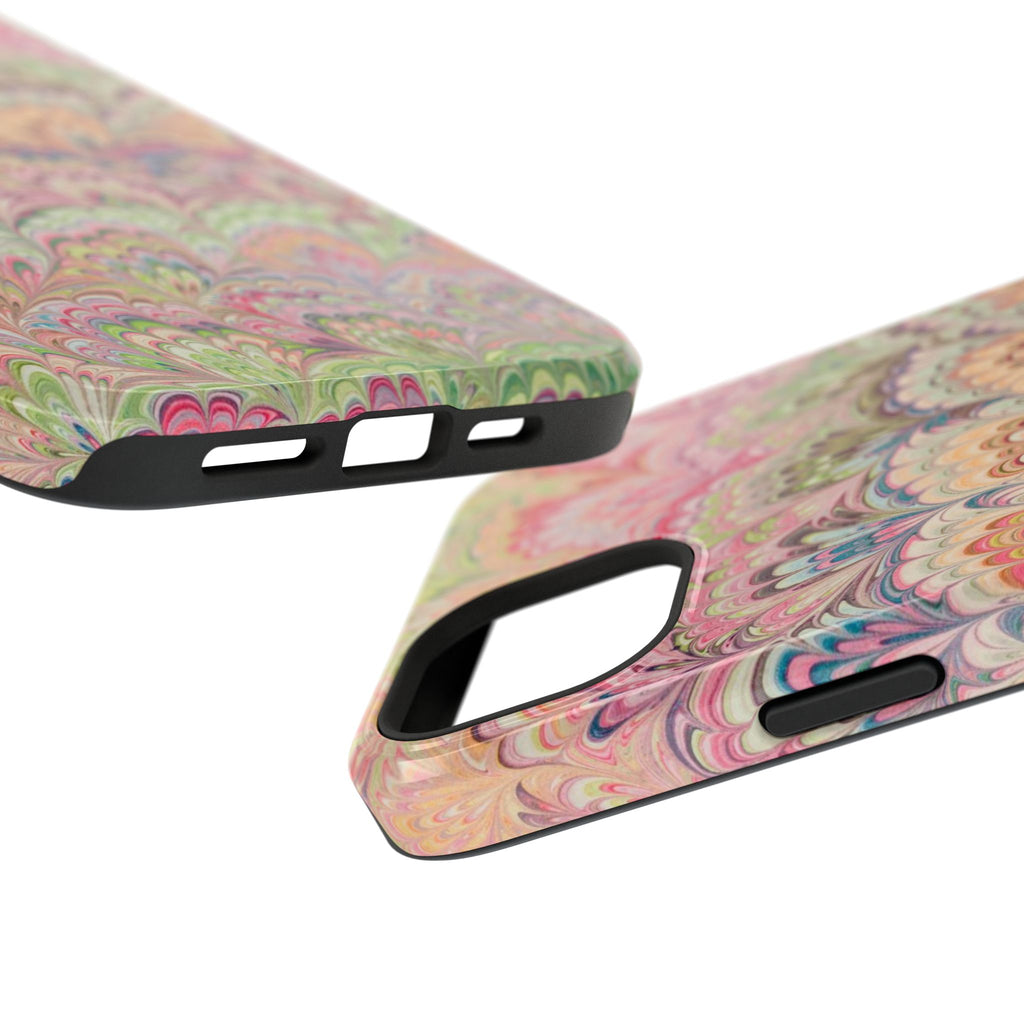 Marbled Pastel Pink and Green Impact-Resistant Phone Case for Apple + Samsung