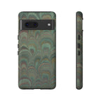 Marbled Peacock Durable Phone Case - Olive Green and Brown - Matte or Glossy