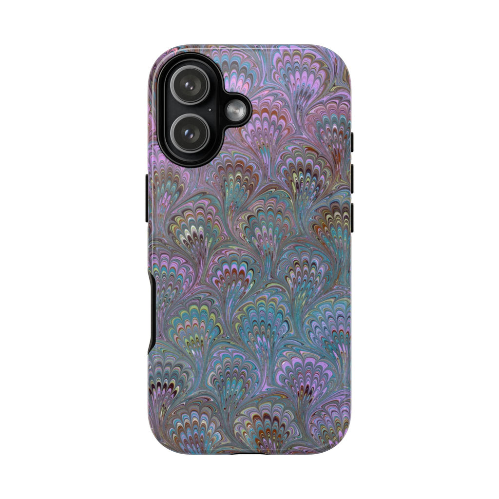 Lavender Marbled Peacock Durable Phone Case - Dual Layer - Matte or Glossy