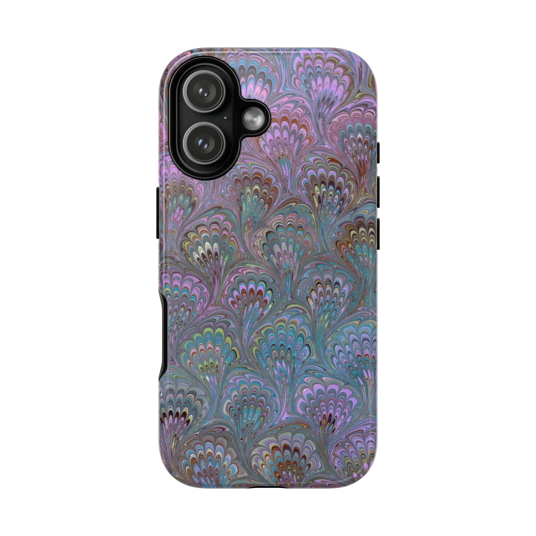 Lavender Marbled Peacock Durable Phone Case - Dual Layer - Matte or Glossy