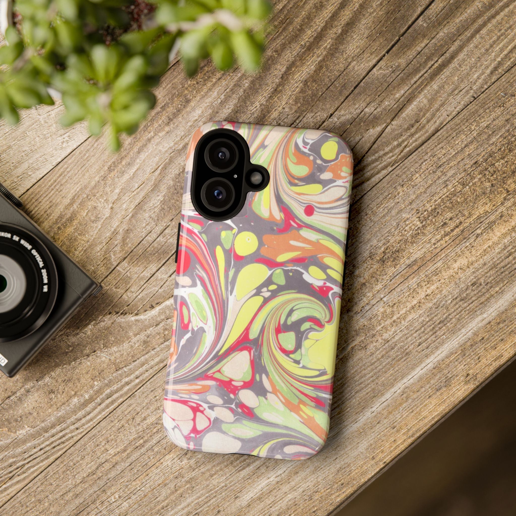 Yellow and Pink Swirl Marbled Italian Phone Case - Dual Layer - Matte or Glossy