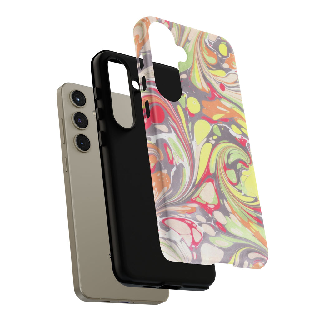 Yellow and Pink Swirl Marbled Italian Phone Case - Dual Layer - Matte or Glossy