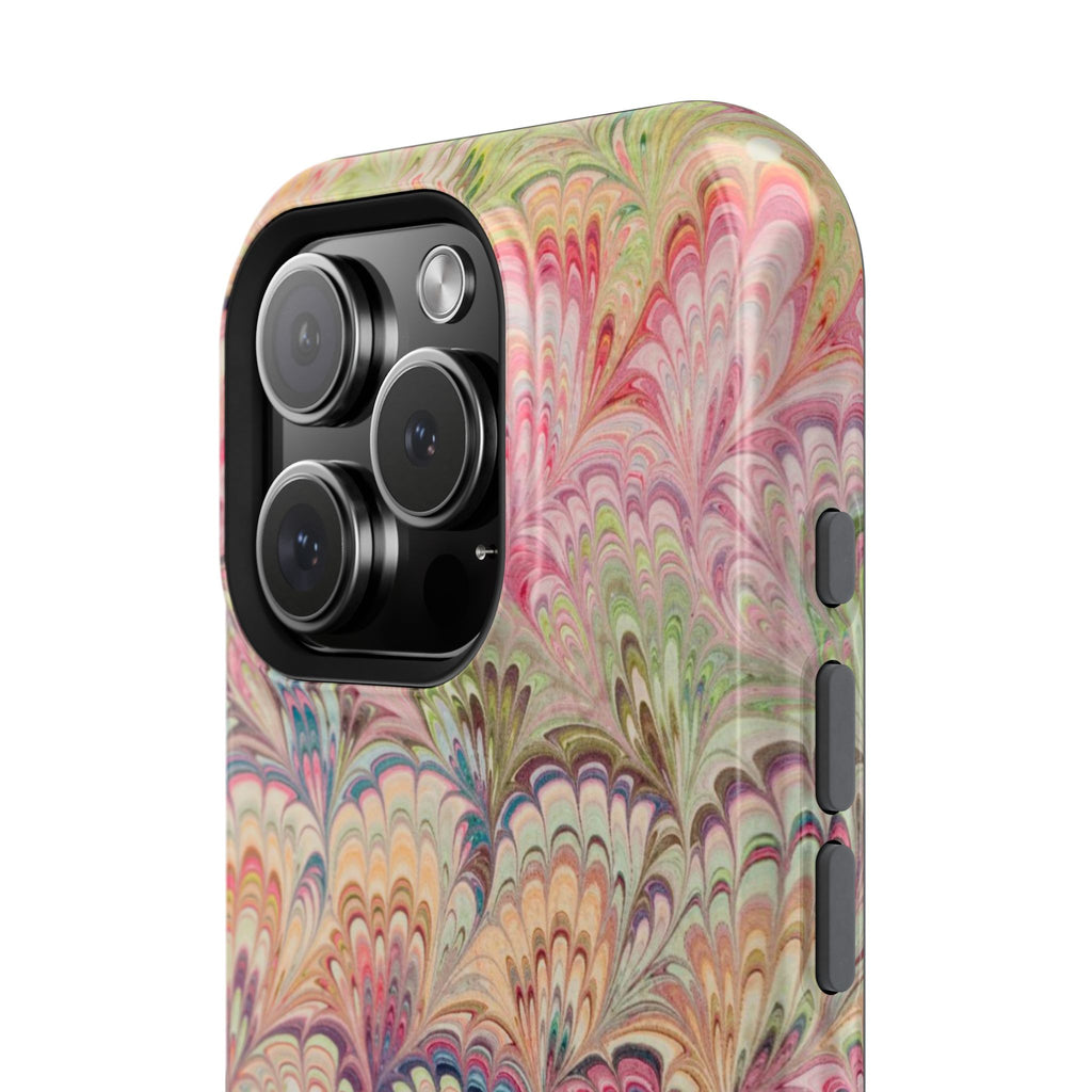 Marbled Pastel Pink and Green Impact-Resistant Phone Case for Apple + Samsung