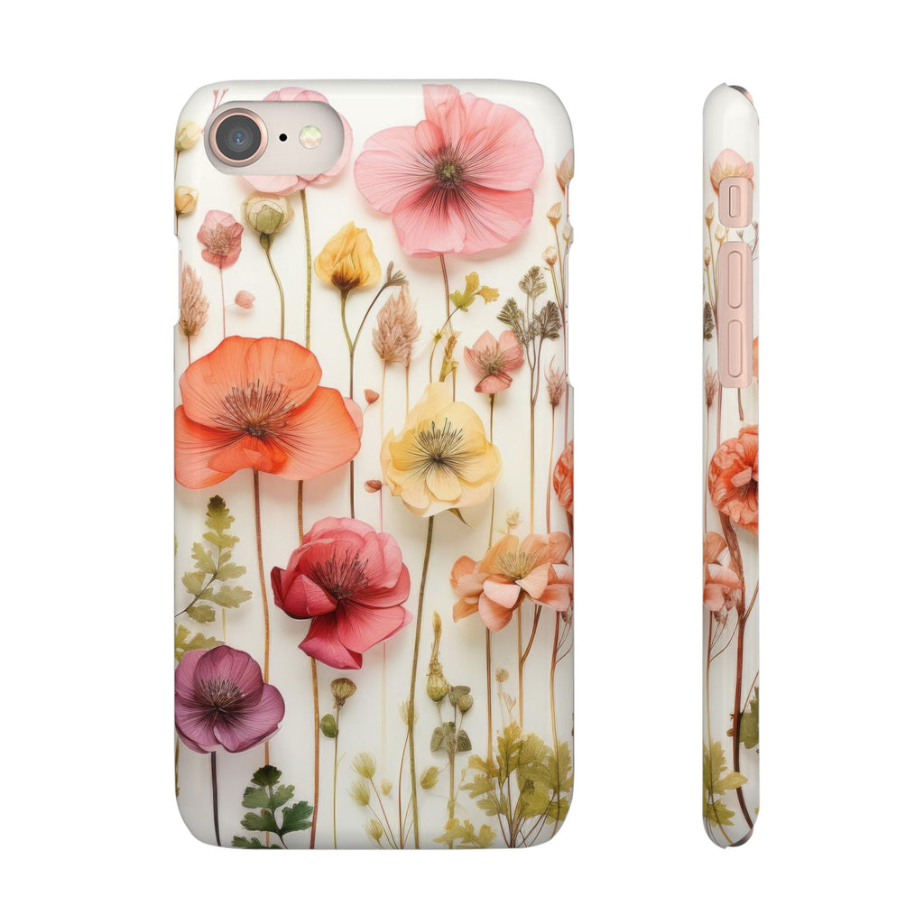 Pink Floral Pressed Flowers - Slim Case