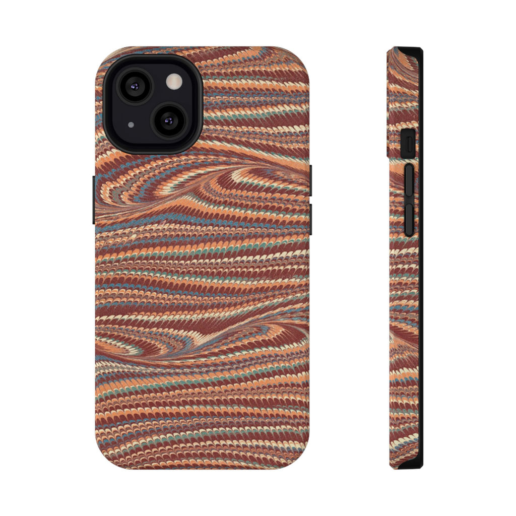 Neutrals Burgundy, Beige, Rust Hues Italian Vintage Marble Design Phone Case for Apple + Samsung