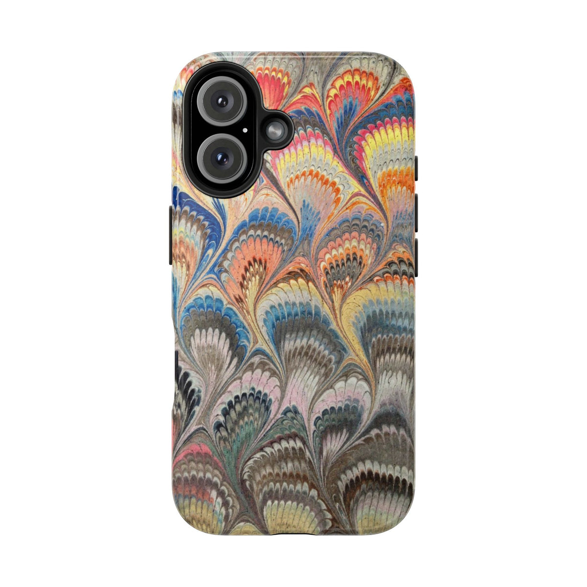 Multi-Color Pastels Vintage Marbled Feather Tough Phone Case - Dual Layer