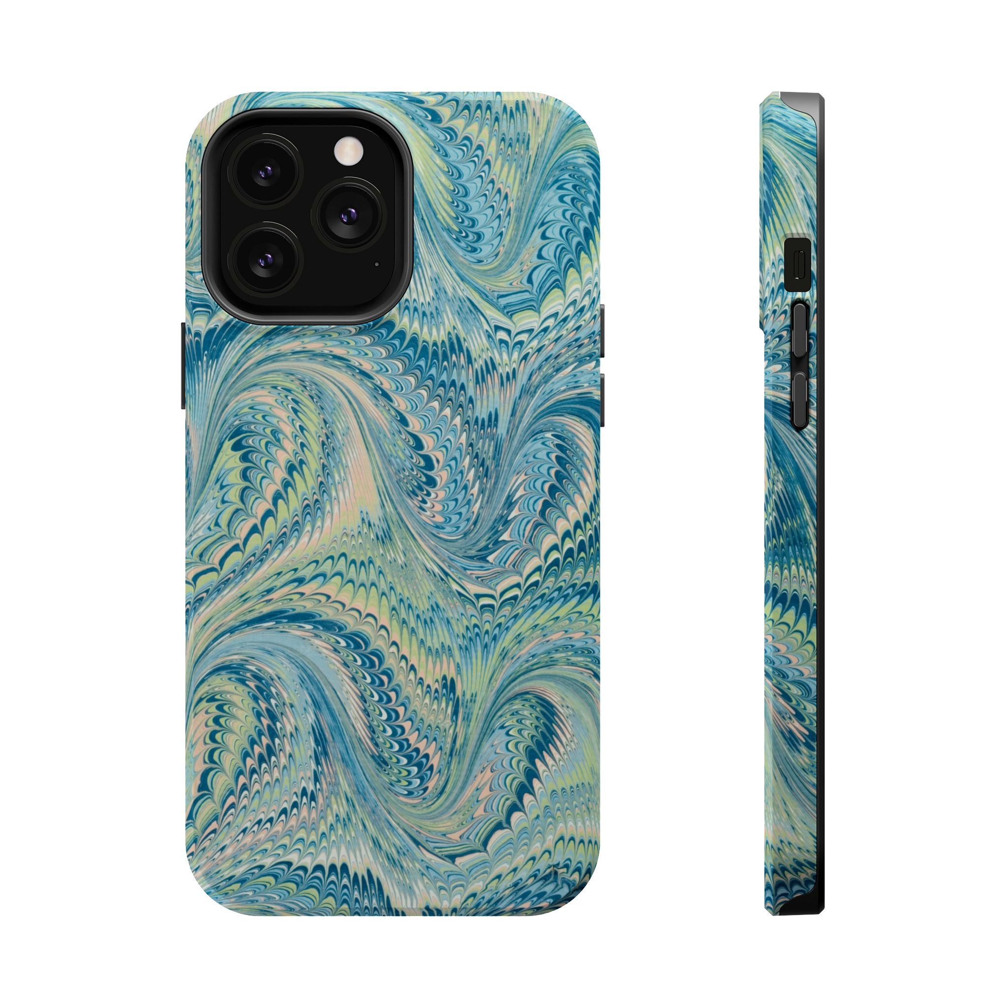 Aqua + Green Marble Phone Case - Impact-Resistant MAG SAFE - Dual Cover Design