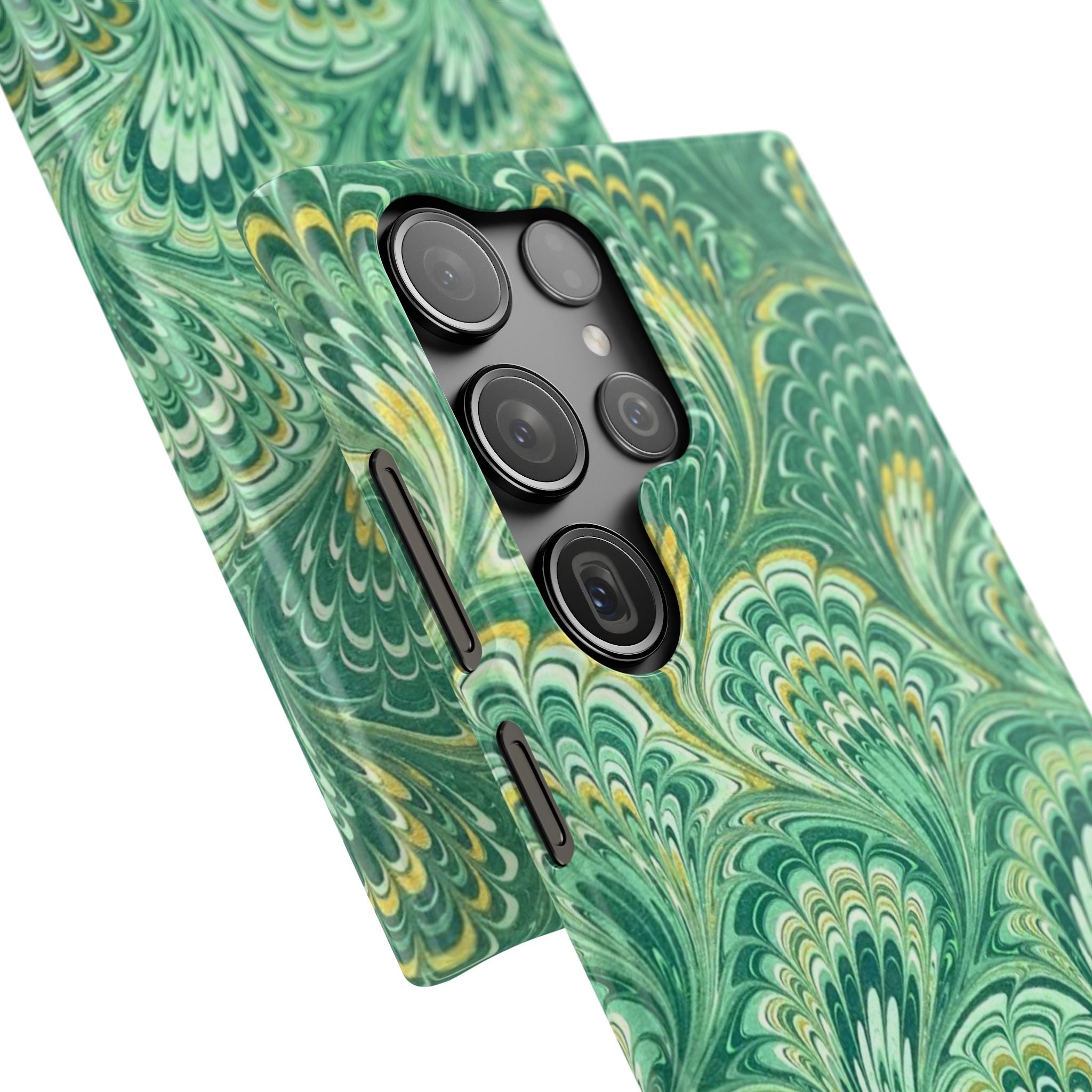 Marbled Feather Green Swirl - Single Layer Slim Phone Case
