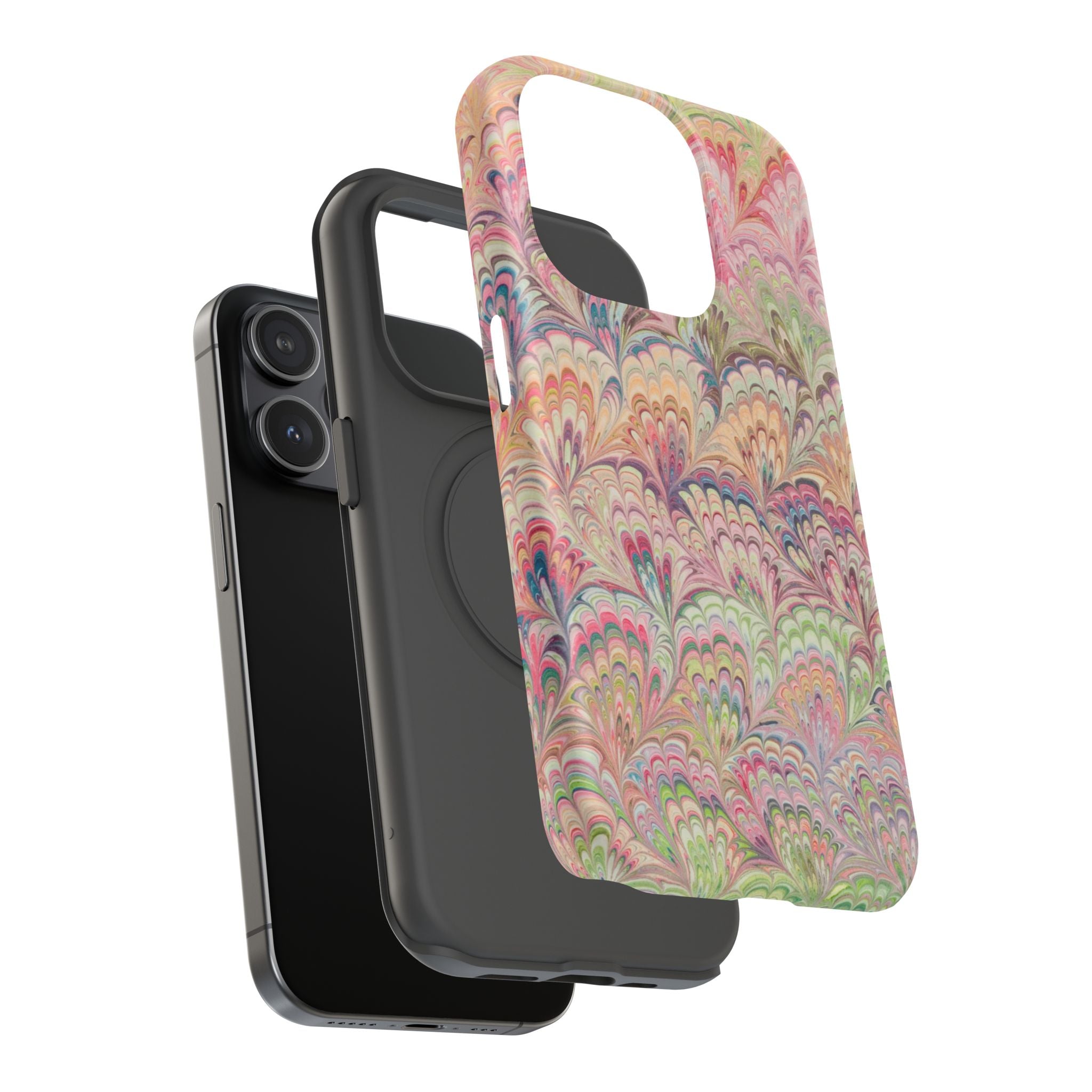 Marbled Pastel Pink and Green Impact-Resistant Phone Case for Apple + Samsung