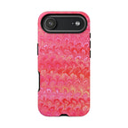Pink and Gold Marbled Peacock Durable Phone Case - Olive Green and Brown - Matte or Glossy