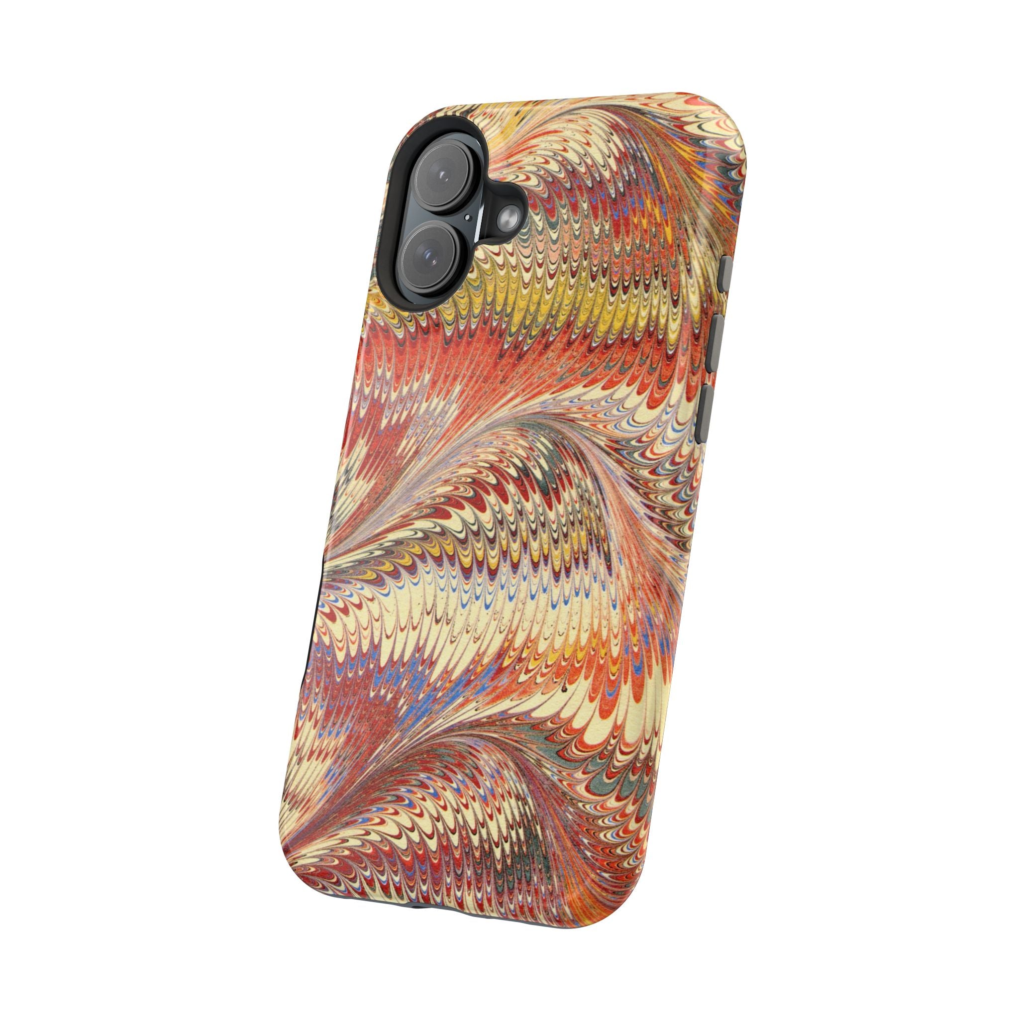 Rust + Gold Italian Marbled Design Magnetic MAG SAFE - Dual Layer Case - Glossy or Matte