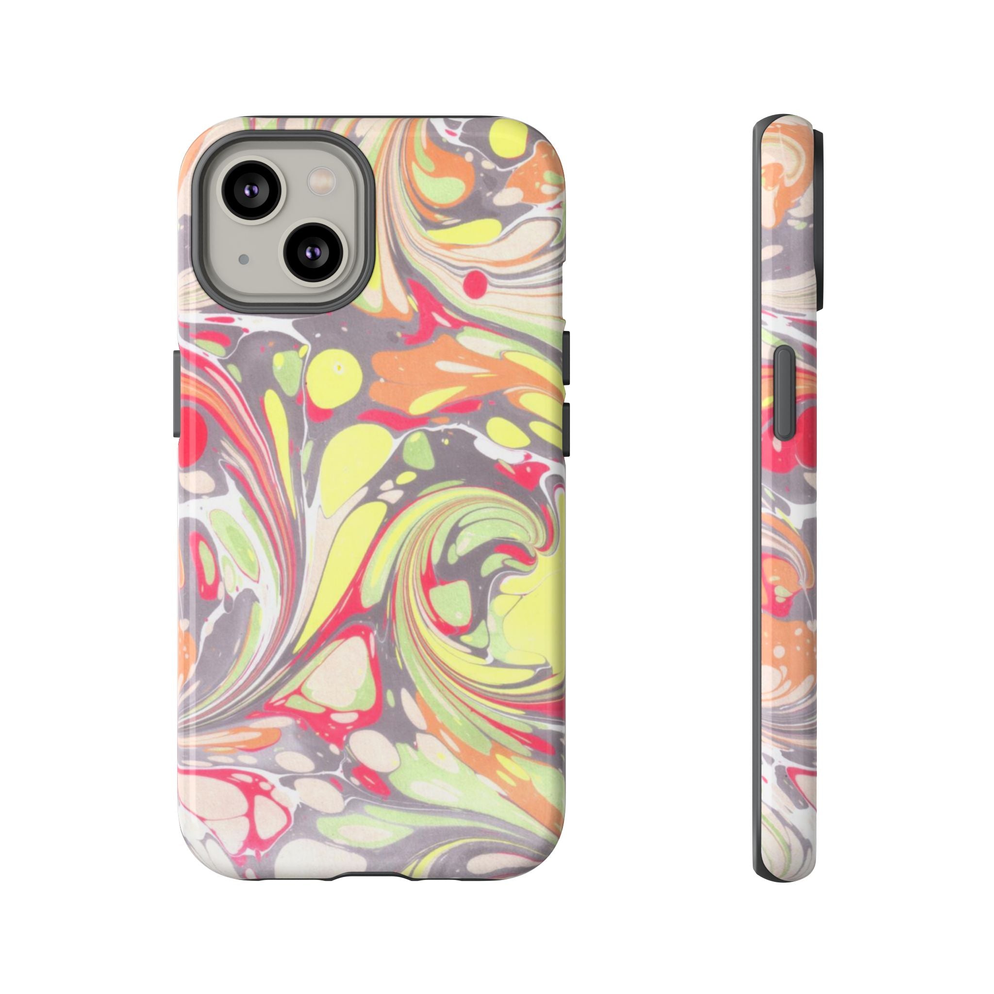 Yellow and Pink Swirl Marbled Italian Phone Case - Dual Layer - Matte or Glossy
