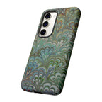 Green Marbled Peacock Durable Phone Case - Matte or Glossy