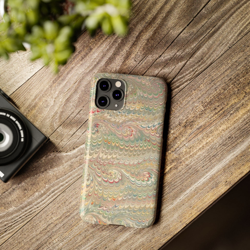 Beige Swirl Marbled Feather Phone Case