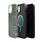 Green, Blue, + White Marbled Peacock - Dual Layer MAG SAFE Phone Case