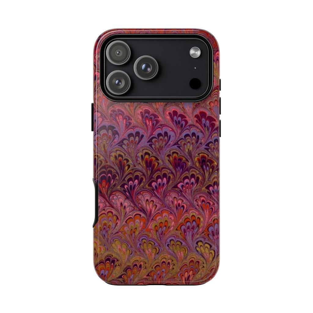 Burgundy + Lavender Feather Vintage Italian Marble - Dual Layer Phone Cases