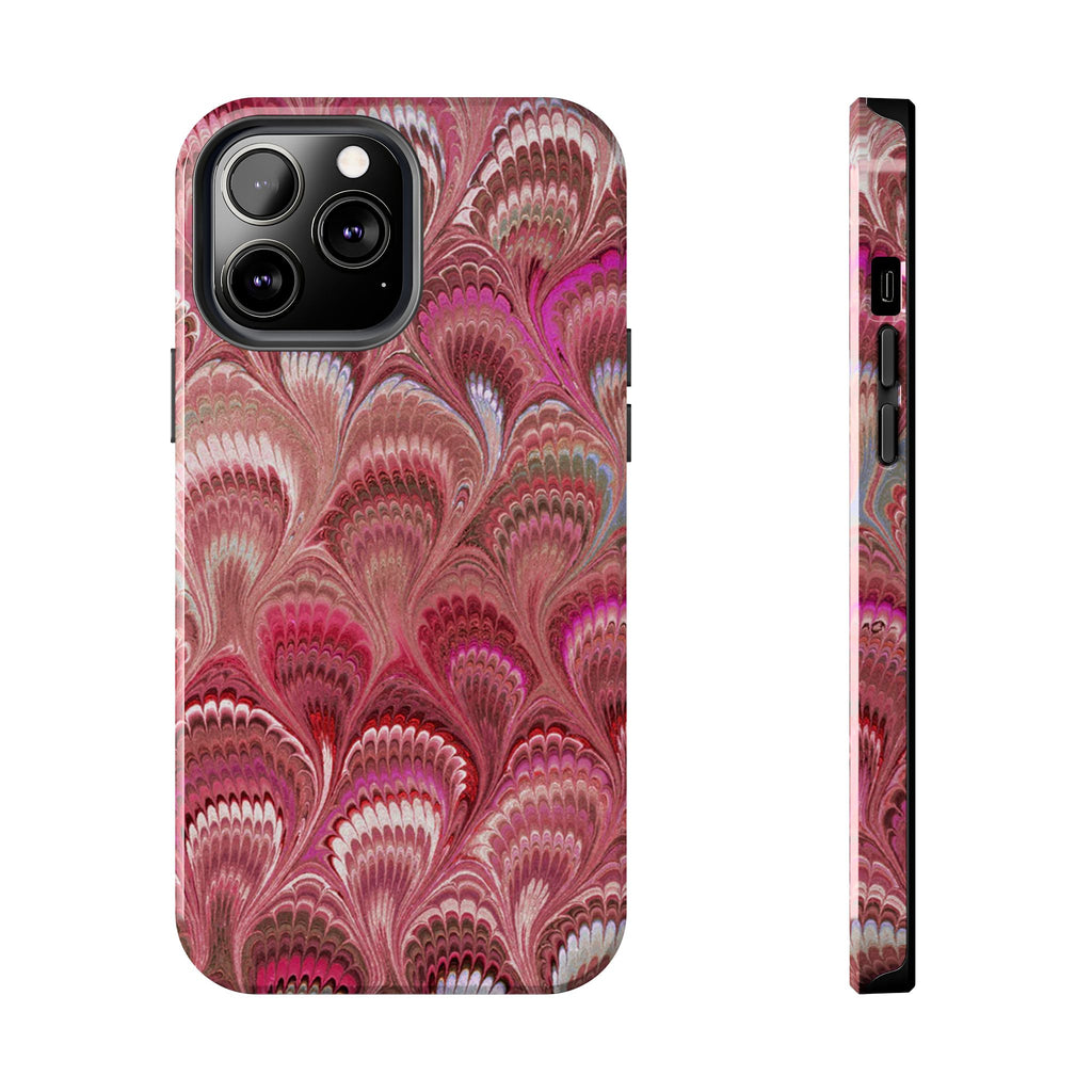 Pink Peacock Marble Italian Tough Phone Case — Durable Marbled Phone Case