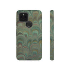 Marbled Peacock Durable Phone Case - Olive Green and Brown - Matte or Glossy