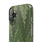 Green Marbled Slim Phone Case — Botanical Swirl Pattern Slim Case
