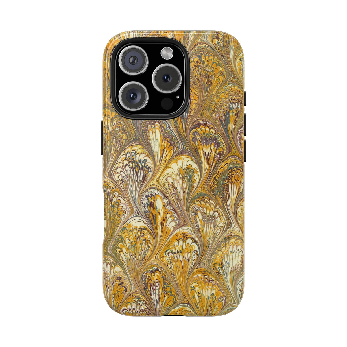 Golden Yellow Florentine Flow Marbled Design Dual Layer Phone Case