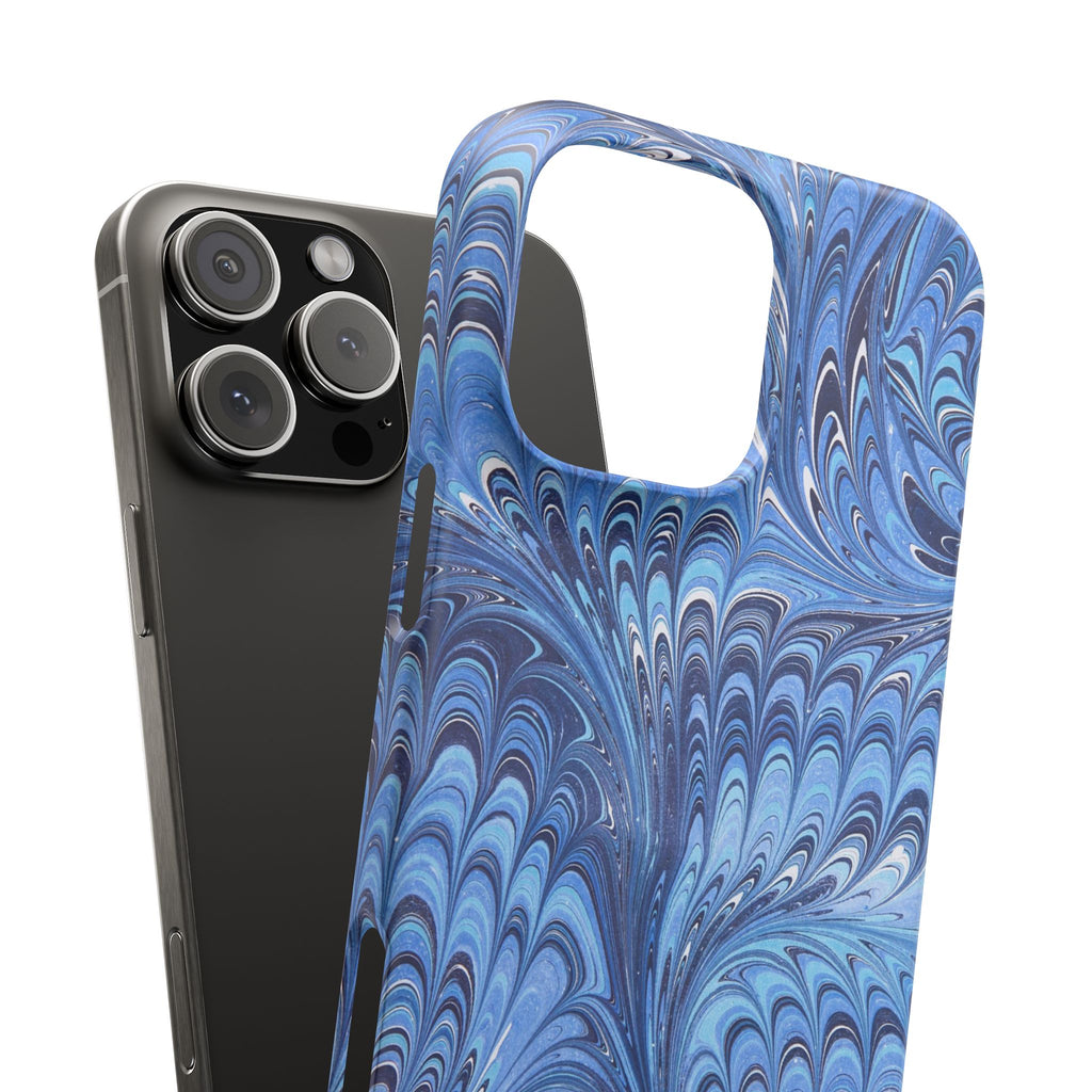 Blue Italian Marble Phone Case – Artistic Swirl iPhone & Samsung Case, Slim, Wireless Charging Compatible