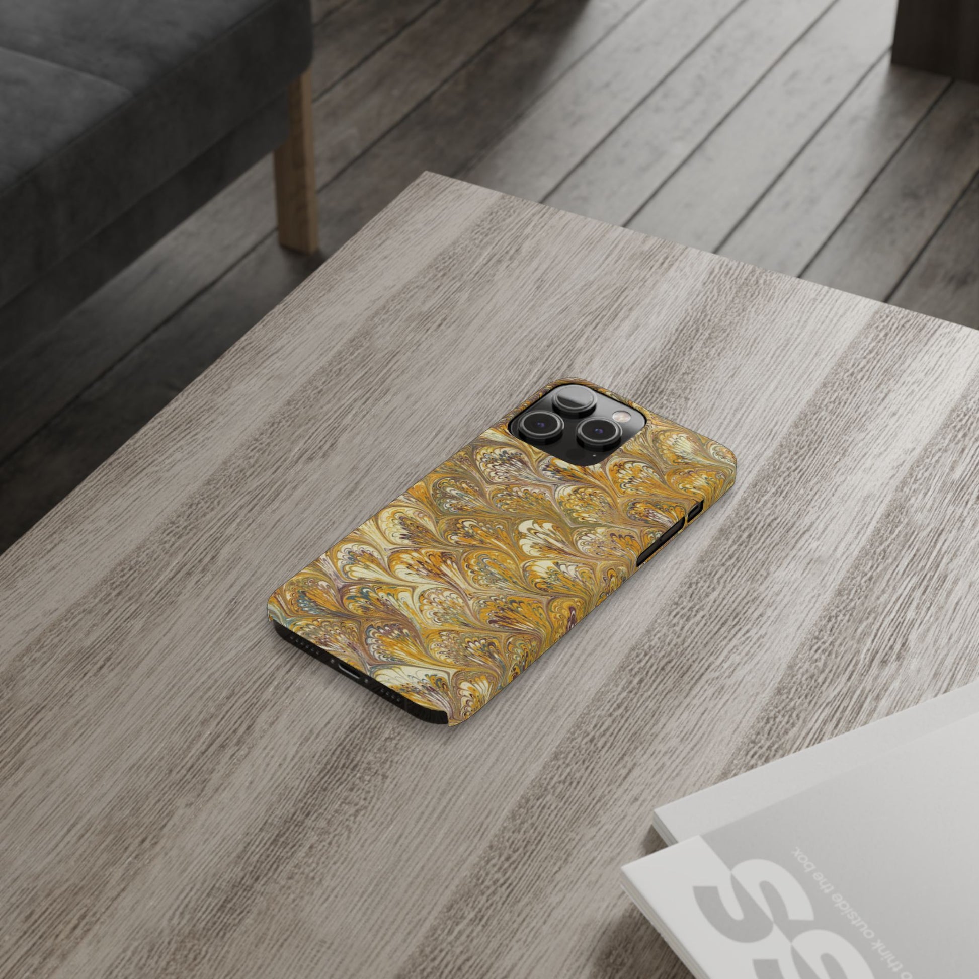 Golden Yellow Italian Marbled Designed, Slim Phone Cases, Case-Mate
