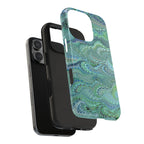 Greens and Blues Italian Swirl Wave Design Dual Layer Phone Case