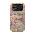 Pastel Pinks and Greens Florentine Marbled Peacock Feather Dual Layer iPhone Case - iPhone 18