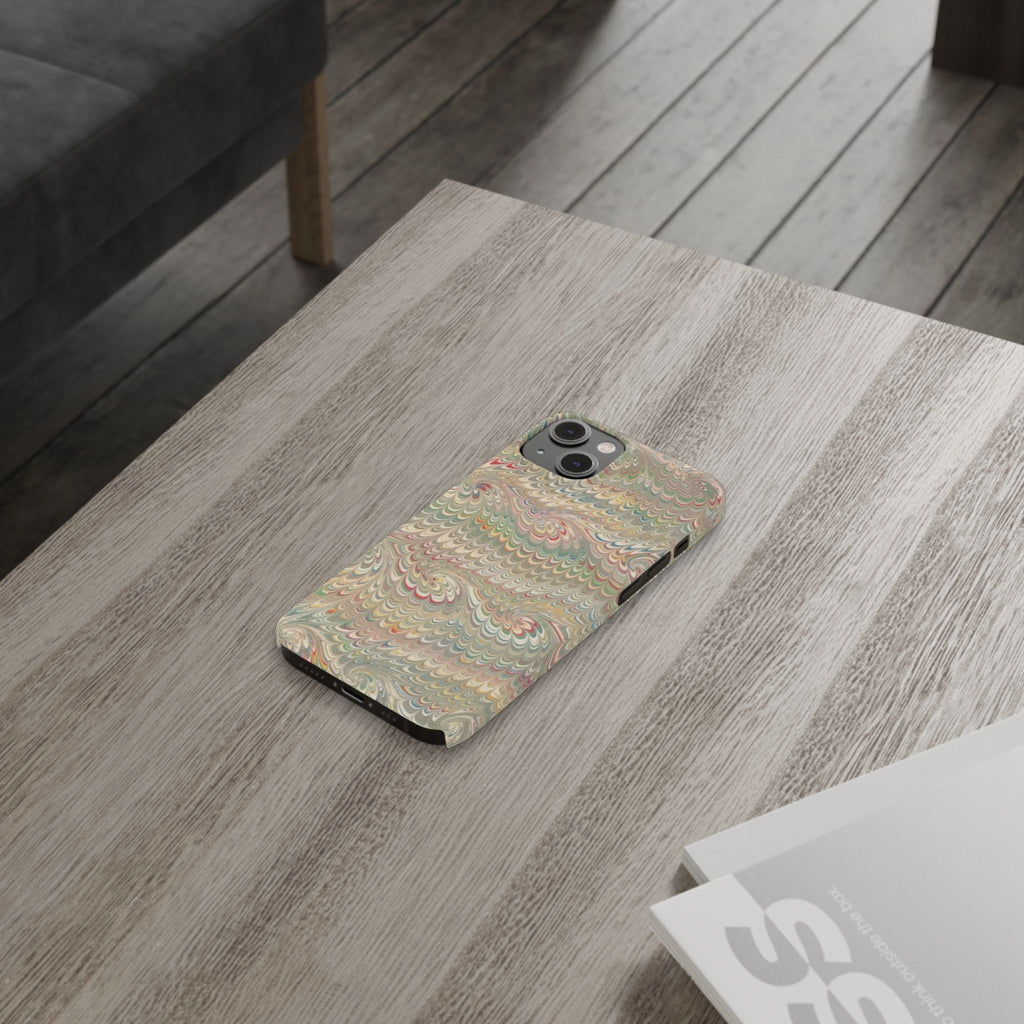 Beige Swirl Marbled Feather Phone Case