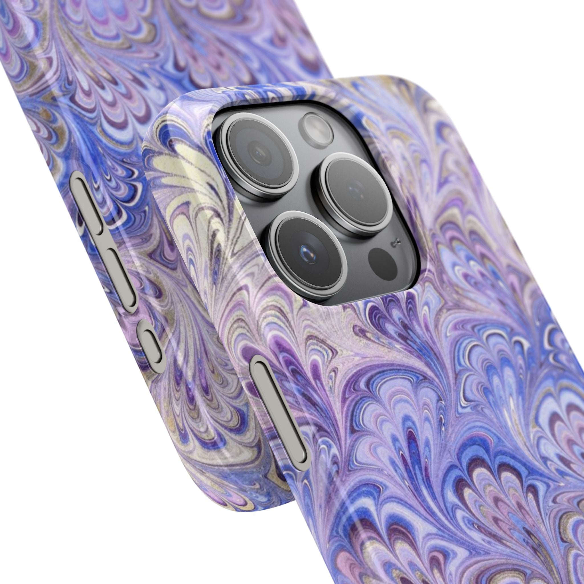 Marbled Feather Lavender + Purple Swirl - Single Layer Slim Phone Case