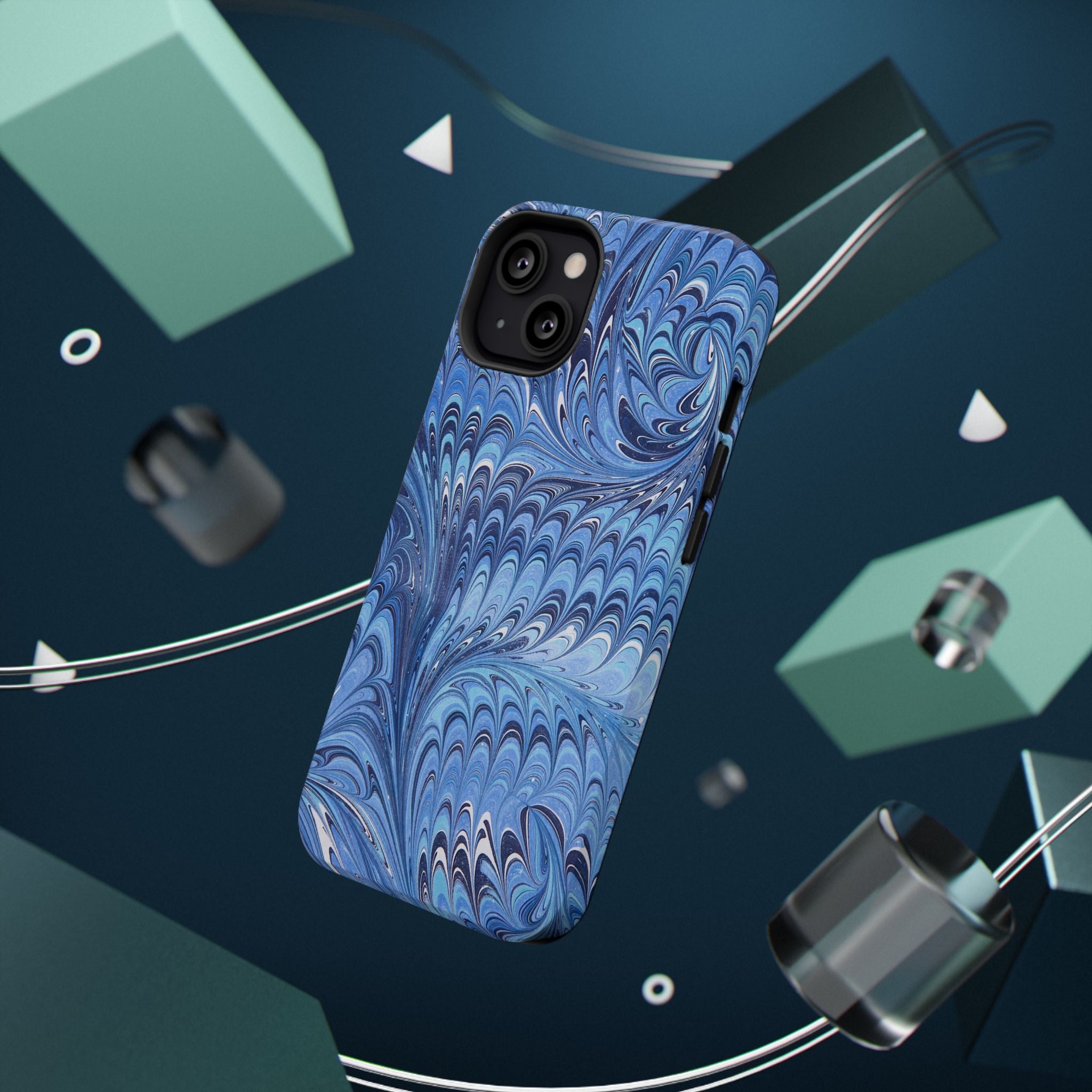 Blue Marbled Swirl Phone Case - Dual Layer Case