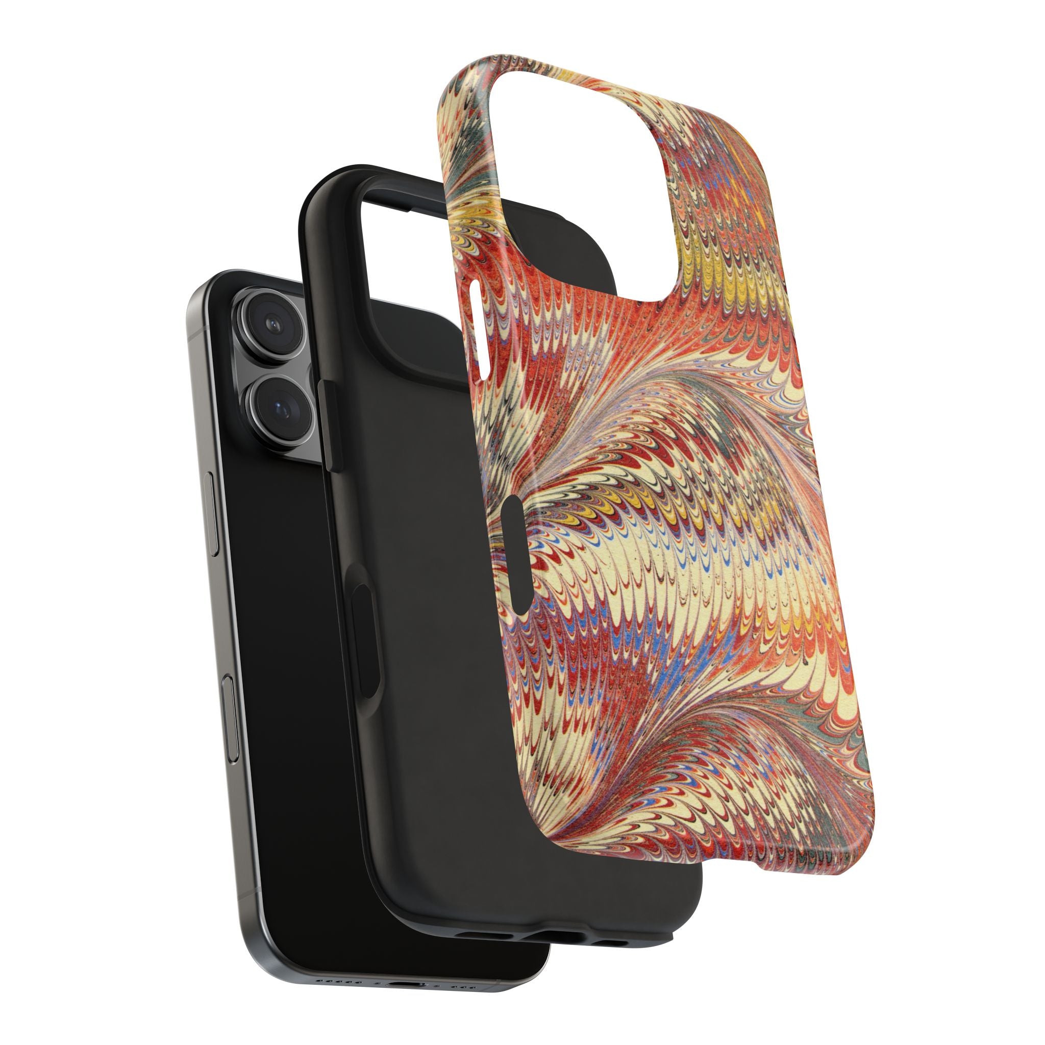 Fall Leaves Golden, Rust, + Warm Tones Italian Swirl Wave Design Dual Layer Phone Case