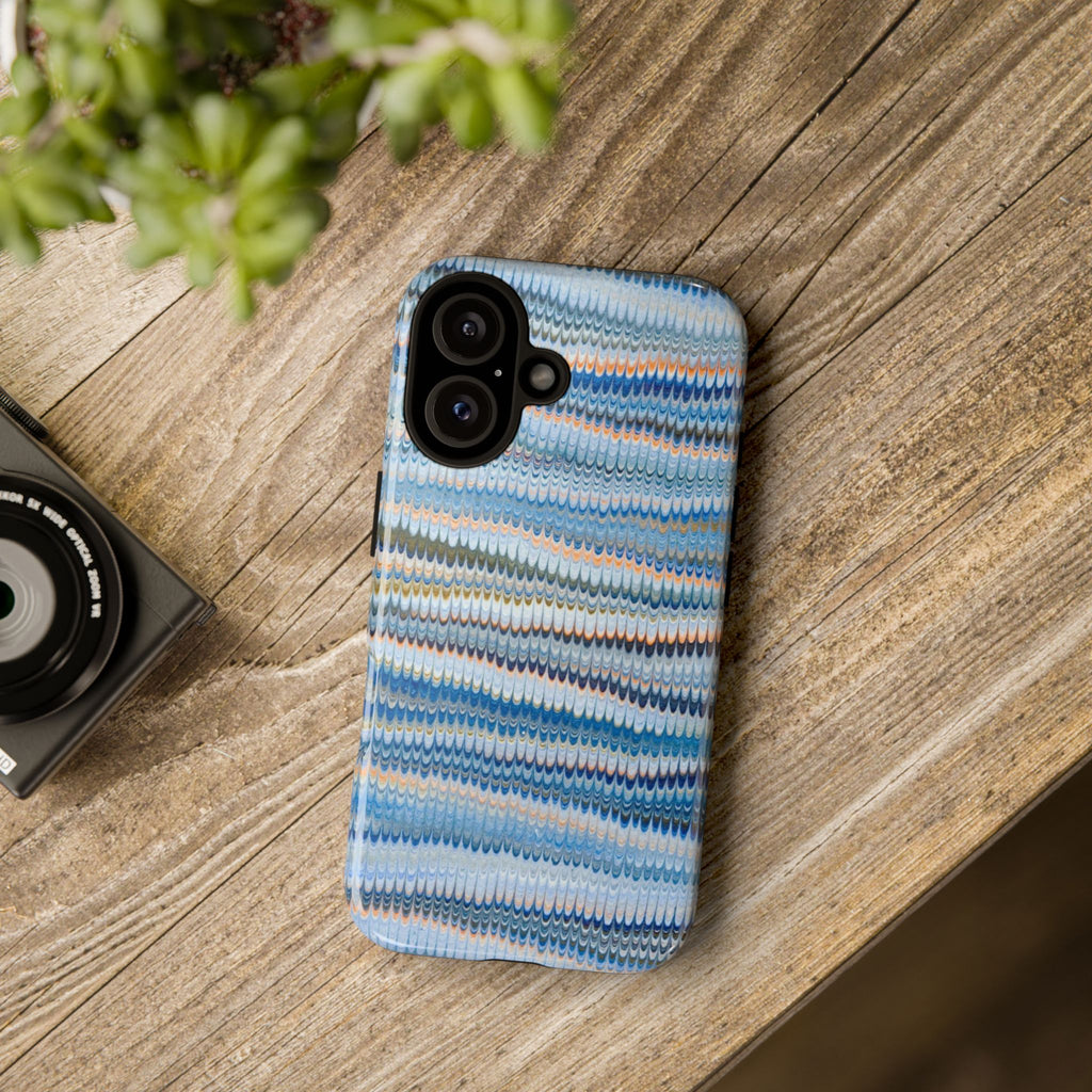 Blue Marbled Phone Cases iPhone 16 + Samsung + Apple + Google - all models, Vintage Marbled Design - Tough Cases
