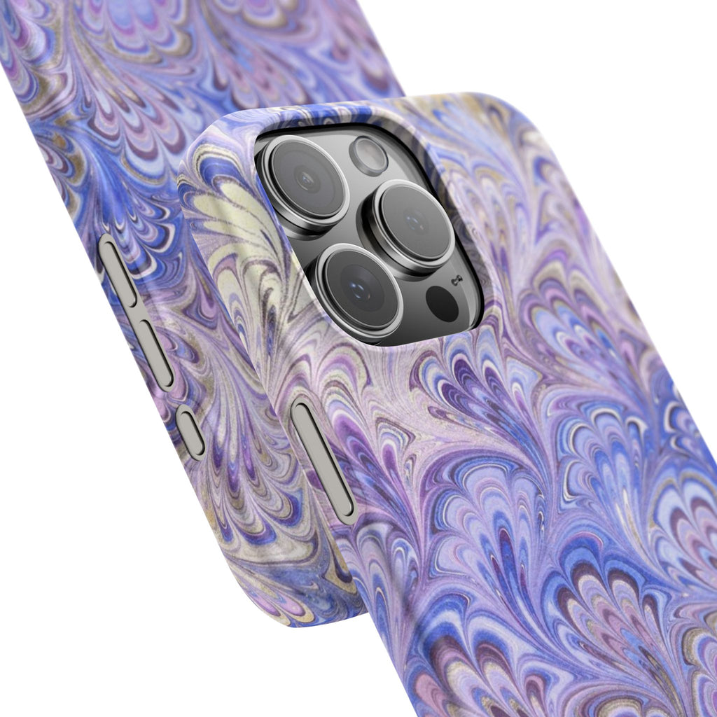Marbled Feather Lavender + Purple Swirl - Single Layer Slim Phone Case