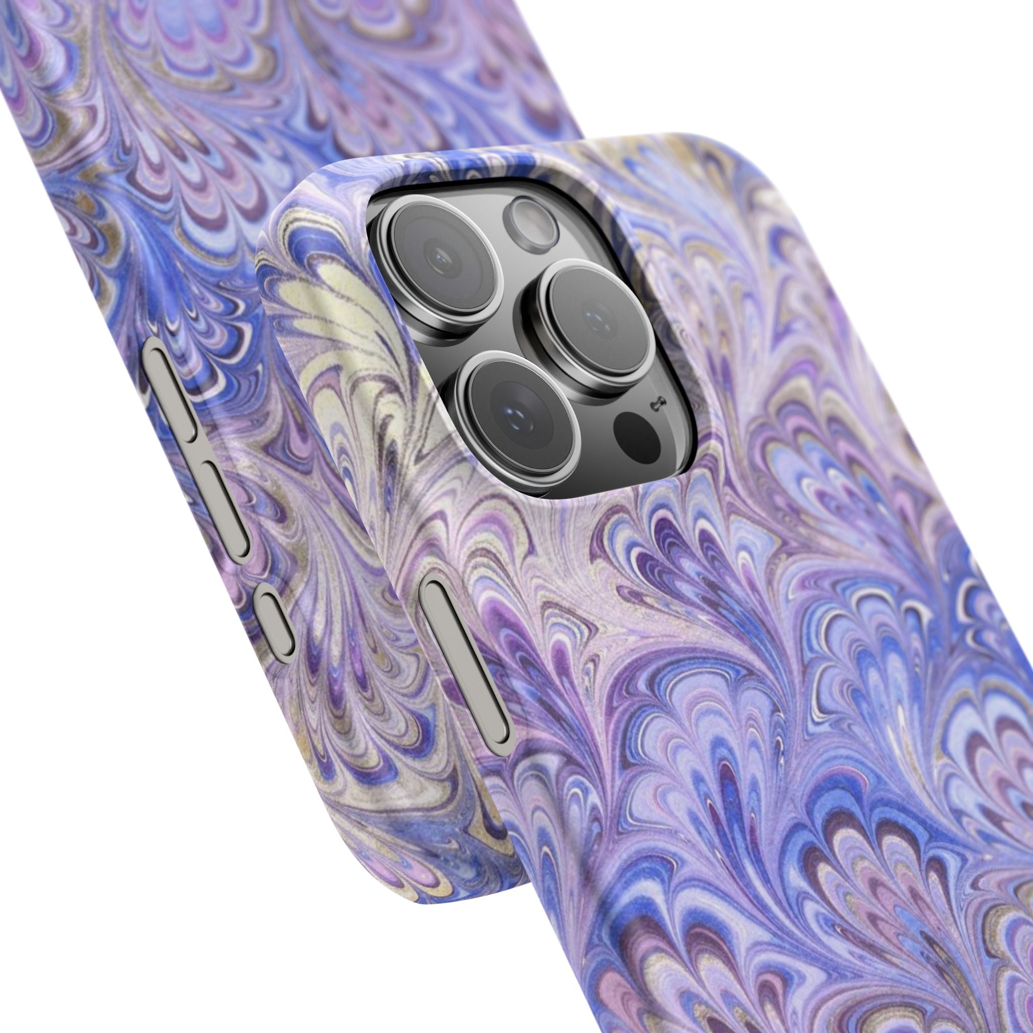 Marbled Feather Lavender + Purple Swirl - Single Layer Slim Phone Case