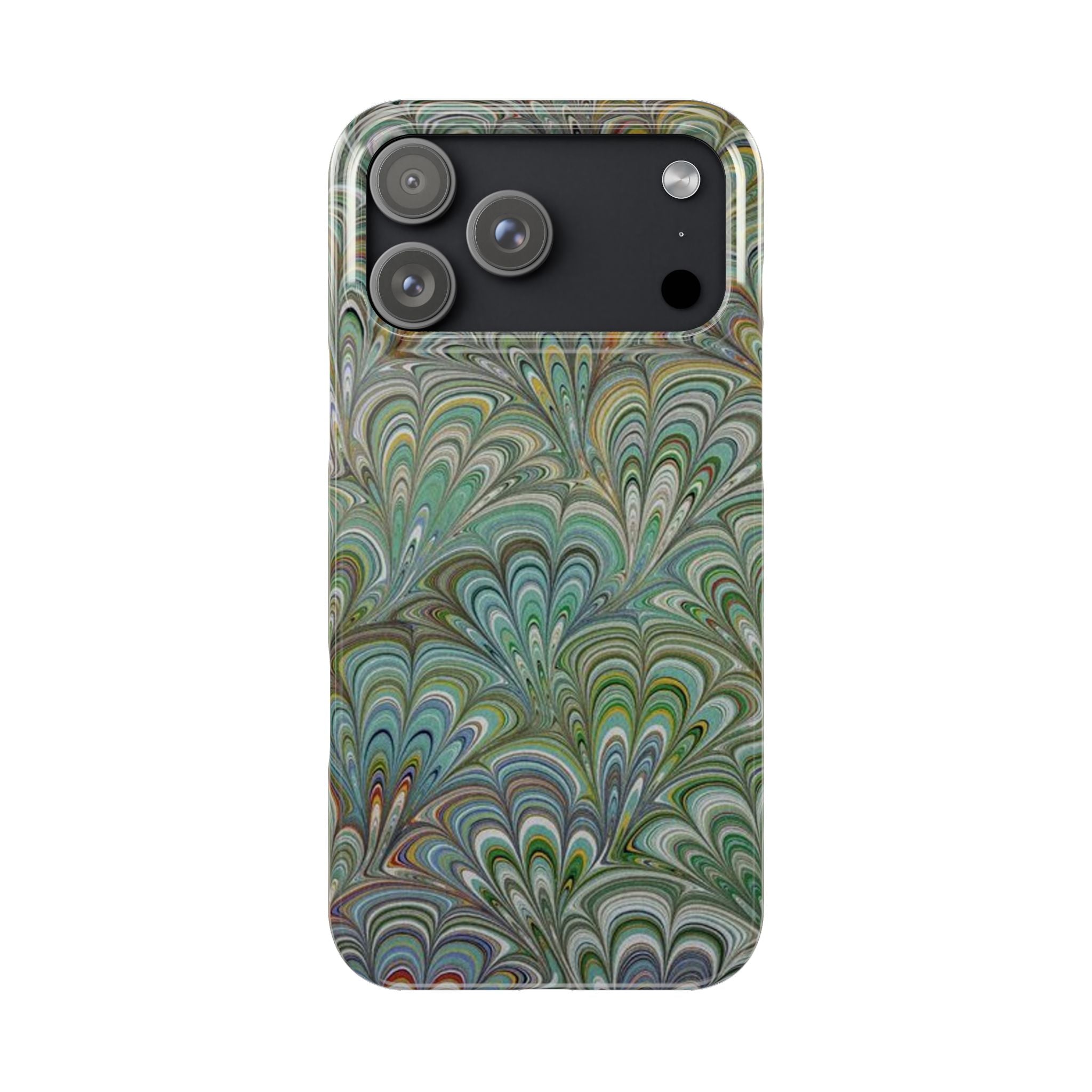 Deep Green Peacock Italian Marbled Design, Italy Feather Phone Case