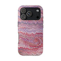 Pinks and Reds Vintage Marbled Feather Tough Phone Case - Dual Layer