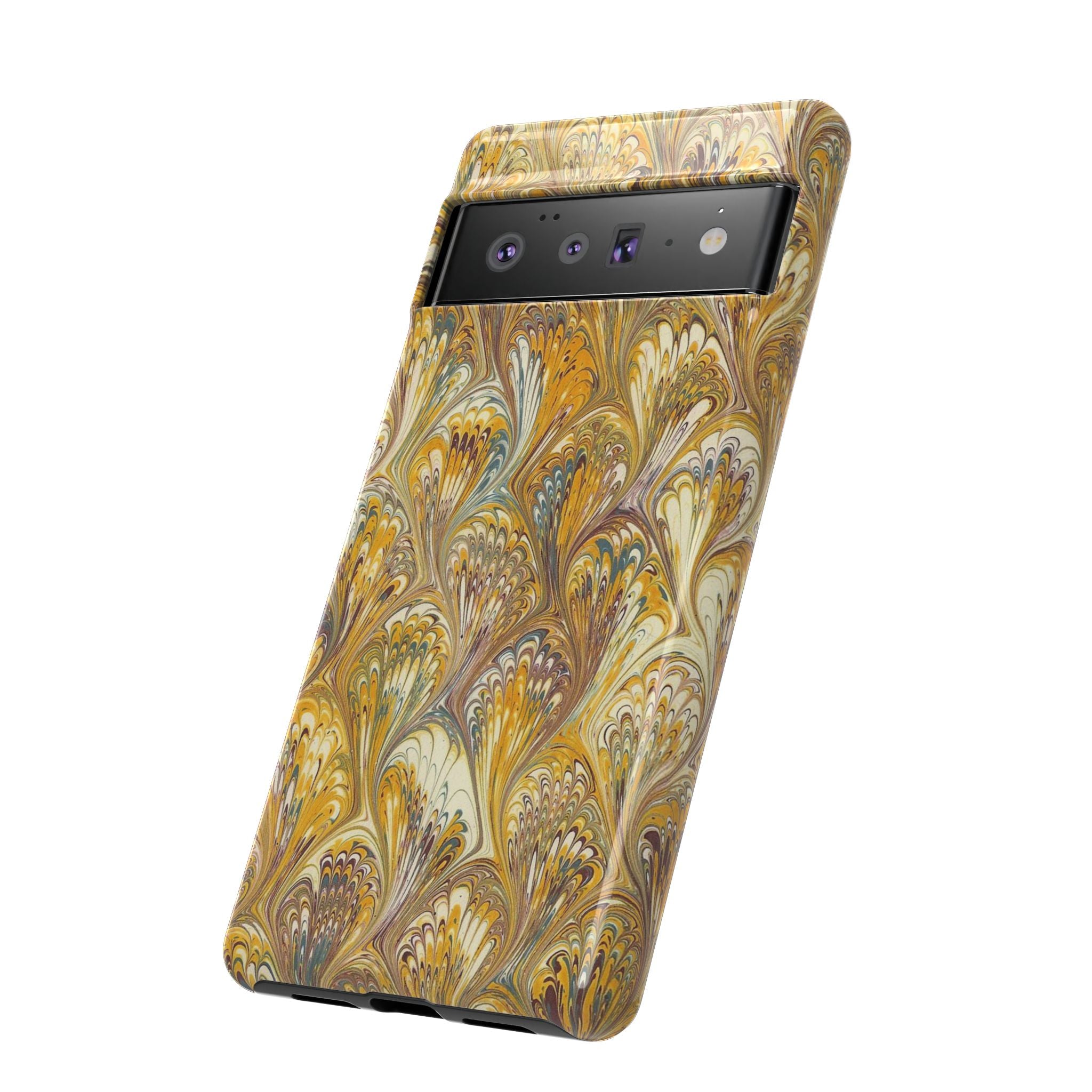 Golden Yellow Marbled Italian Phone Case - Dual Layer - Matte or Glossy