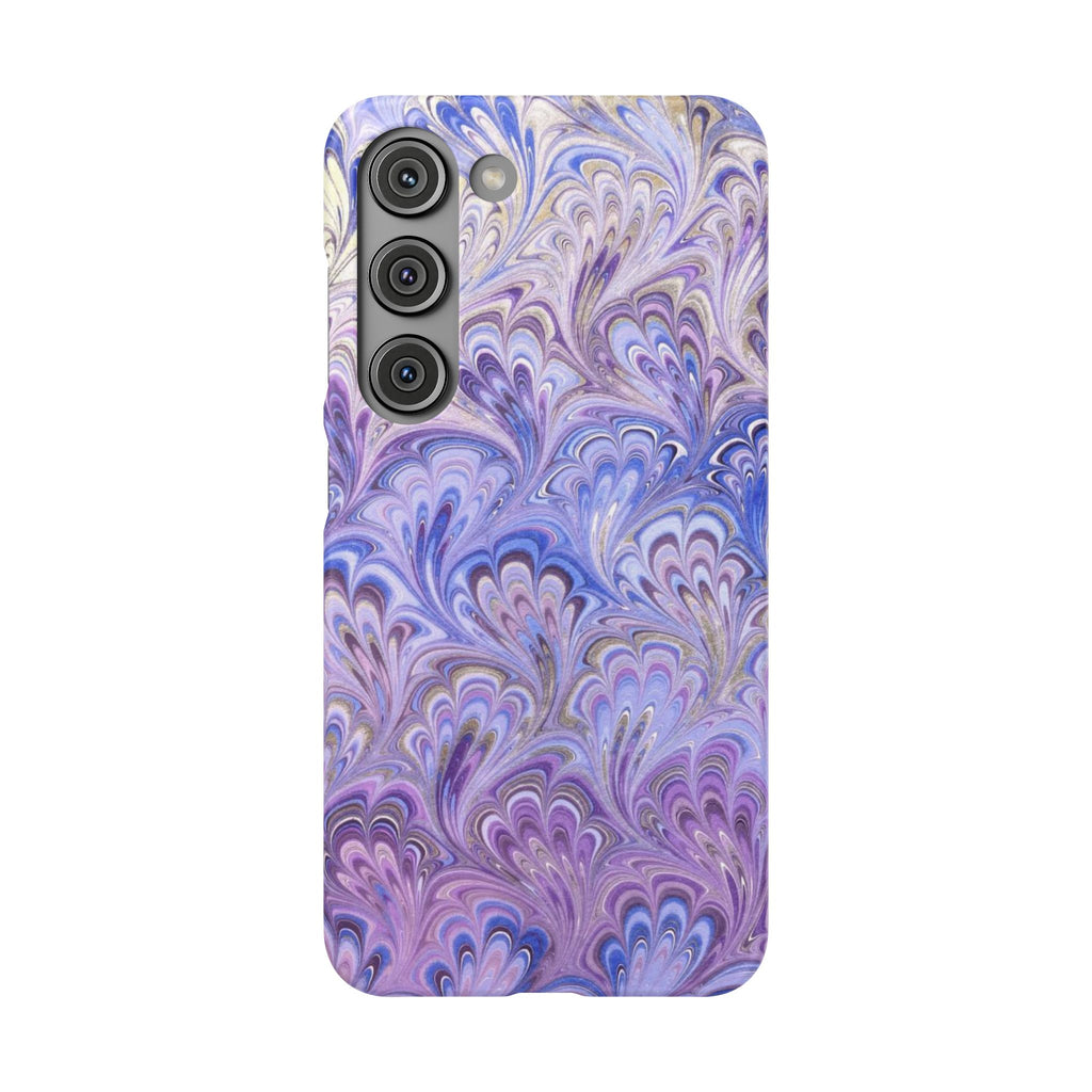 Marbled Feather Lavender + Purple Swirl - Single Layer Slim Phone Case