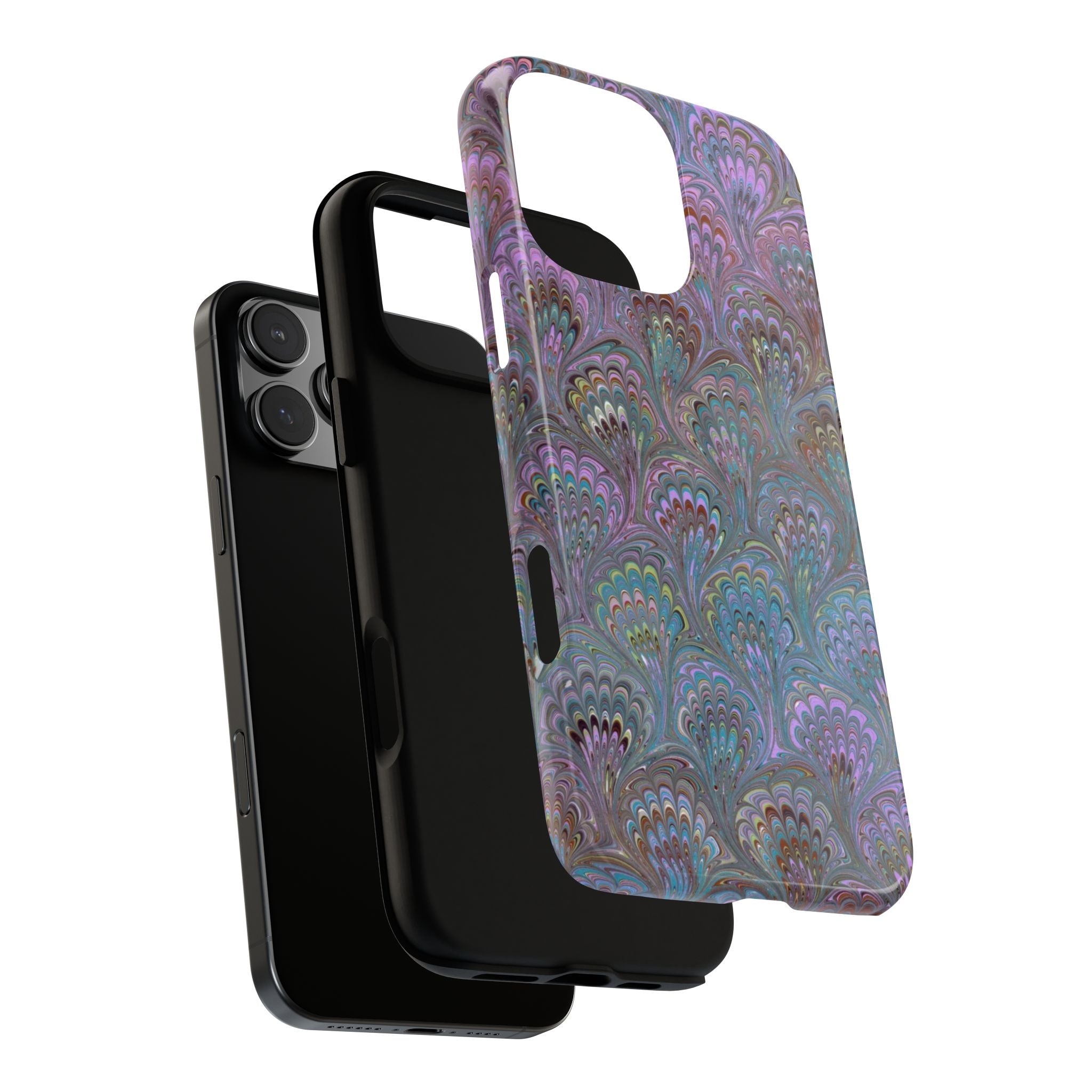 Lavender Marbled Peacock Durable Phone Case - Matte or Glossy
