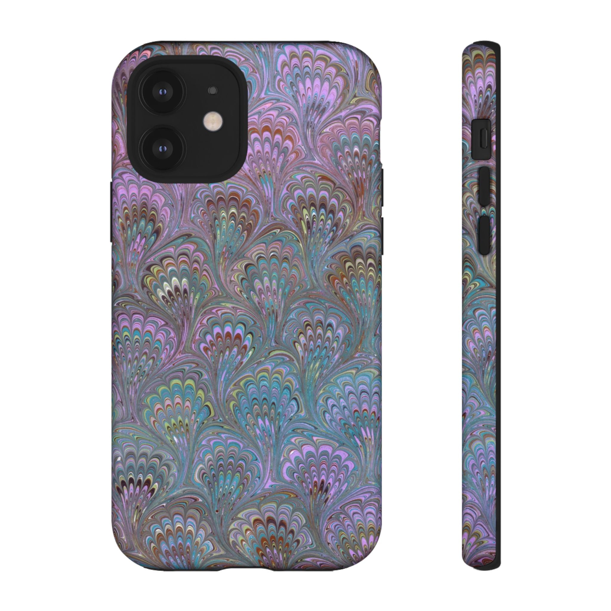 Lavender Marbled Peacock Durable Phone Case - Matte or Glossy