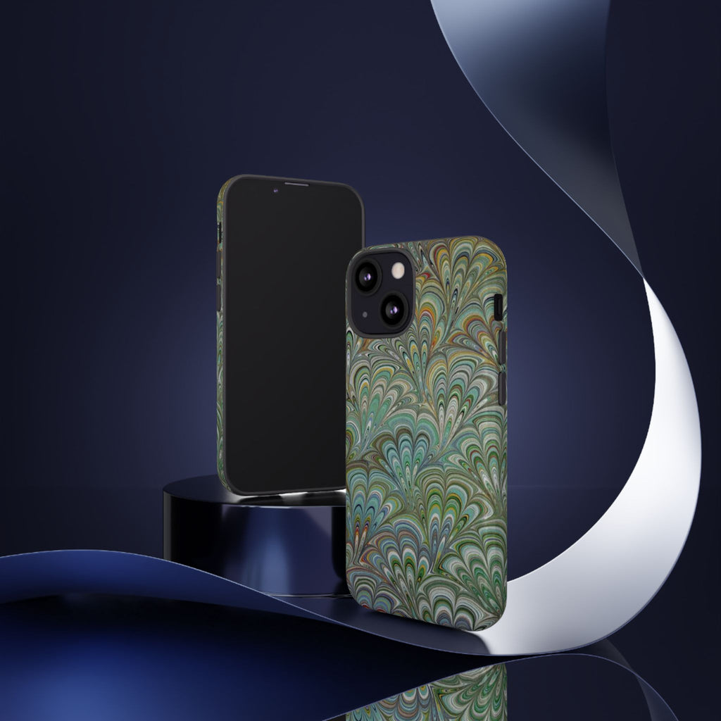 Green Peacock Marbled Phone Case — "Tough Cases" Ultra-Tough Protective Cover