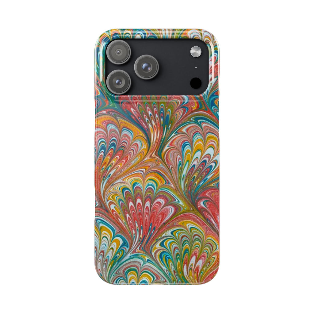 Red, Blue, Green Peacock Italian Marbled Design Phone Case